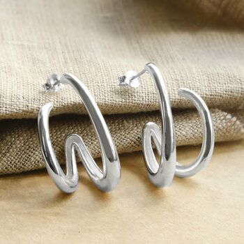 Sterling Silver Wavey Studs, 3 of 5