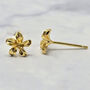 Dainty Mini Tiny Flower Stud Gold Plated Earrings, thumbnail 2 of 3