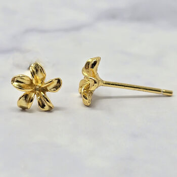 Dainty Mini Tiny Flower Stud Gold Plated Earrings, 2 of 3