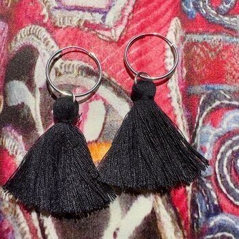 Sterling Silver Hoop Earrings Adorned With Tassels, 4 of 5