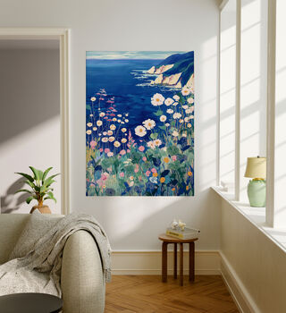 Irish Blue Coastal Cliff Landscape Art Print, 2 of 4