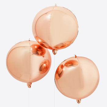 Rose Gold Round Orb Balloons Three Pack, 2 of 2