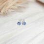 Tiny Sterling Silver March Aquamarine Birthstone Stud Earrings, thumbnail 4 of 12