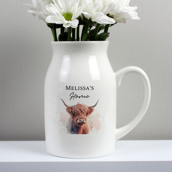 Personalised Highland Cow New Home Flower Jug, 2 of 2