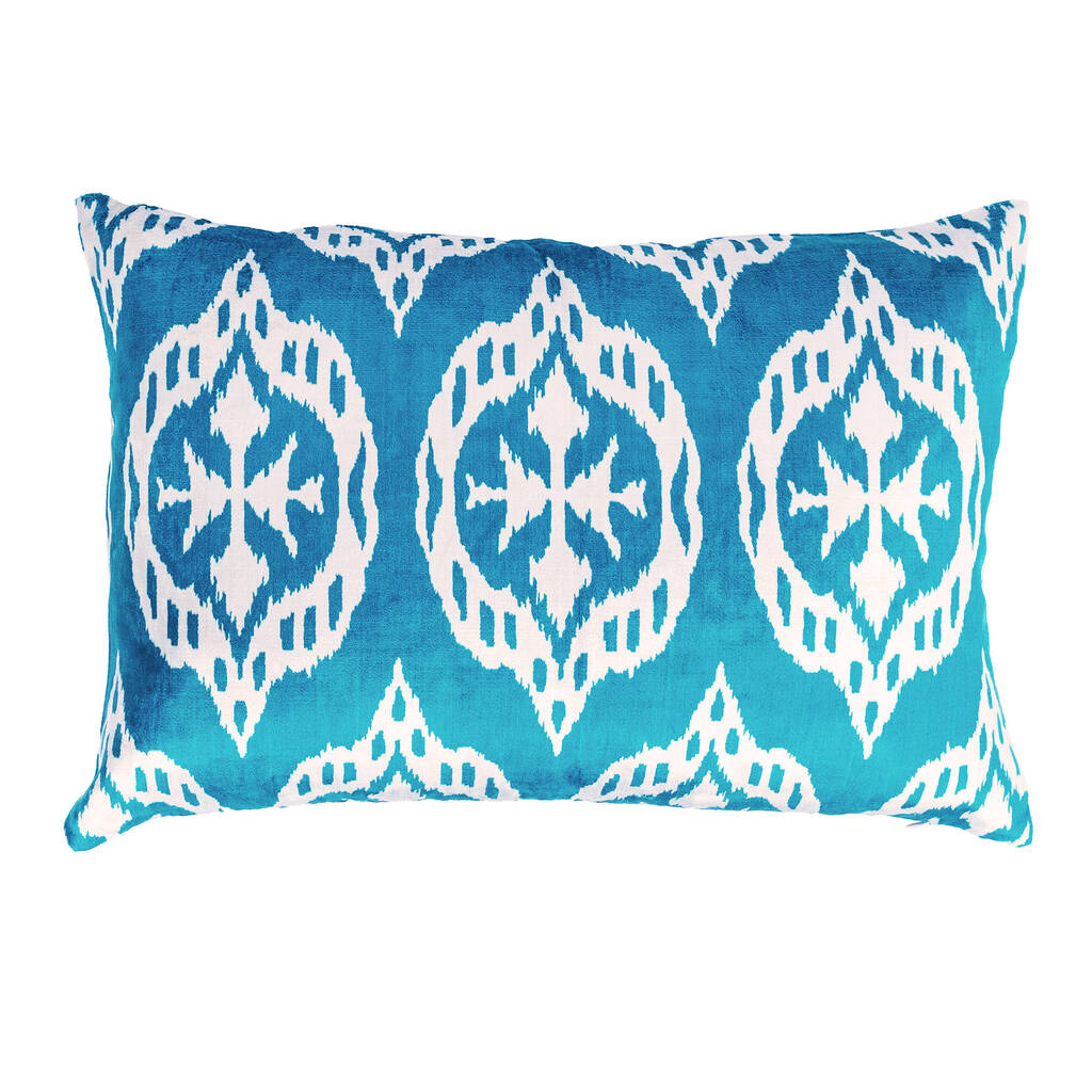 Traditional Blue Silk Velvet Cushion Covers 40x60cm By