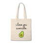 'I Love Avocado' Cotton Vegan Tote Bag, thumbnail 3 of 3