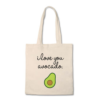 'I Love Avocado' Cotton Vegan Tote Bag, 3 of 3