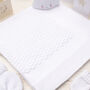 Toffee Moon White Knitted Personalised New Baby Blanket, thumbnail 8 of 8