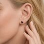 Gold Plated Sterling Silver January Garnet Birthstone Stud Earrings – 7mm, thumbnail 3 of 8