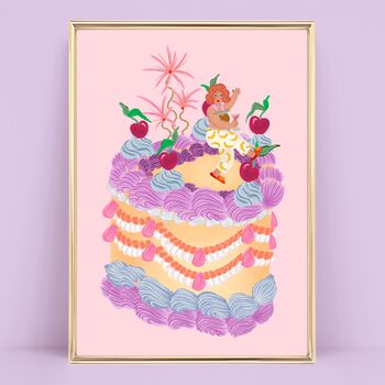 Colourful Fruit Cocktail Cake Personalised Art Print, 2 of 9
