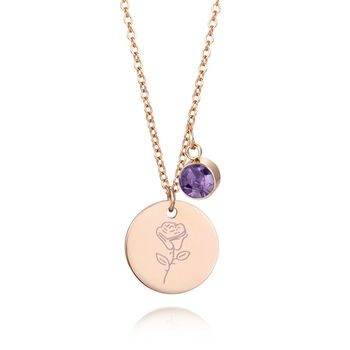 Personalised Double Sides Engrave Necklace Birthstone, 4 of 12