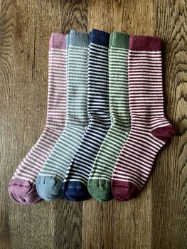 Ladies Alpaca Stripey Socks, 6 of 12