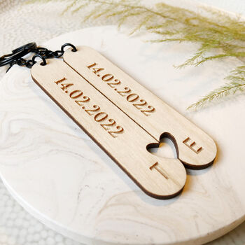 Personalised 'Our Date' Keyring Set, 6 of 7