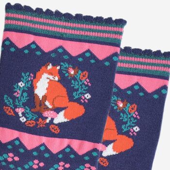 Women's Bamboo Socks Red Fox Wreath, 3 of 5