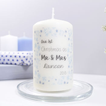 Personalised 1st Christmas As Mr And Mrs Candle, 2 of 5