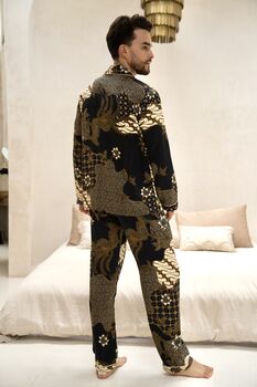 Men’s Black Satin Long Pyjamas, 7 of 8