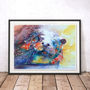 Rainbow Otter Watercolour Fine Art Print, thumbnail 1 of 3