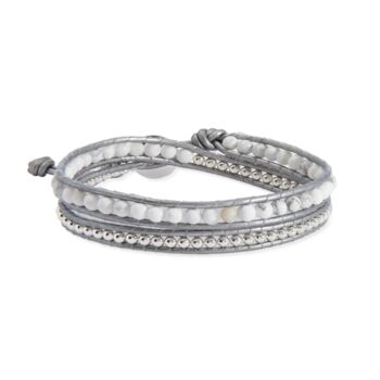 Orion Leather White Jade Two Wrap Bracelet, 2 of 5