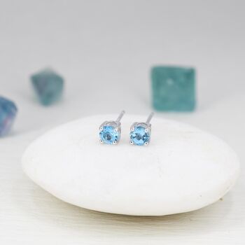 Natural Topaz Stud Earrings In Sterling Silver, 2 of 12