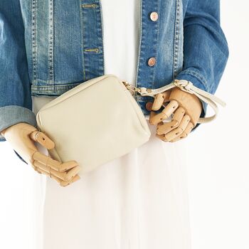 Cream Leather Crossbody Personalised Clutch Bag, 2 of 11