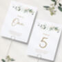 Wedding Table Numbers Green And Gold Leaf, thumbnail 1 of 4