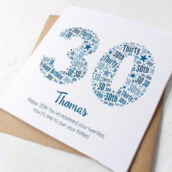 Blue Star Personalised 30th Birthday Card, 3 of 5