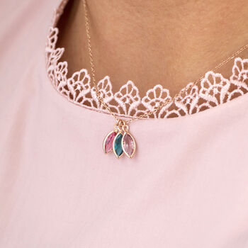 Rose Gold Plated Family Birthstone Marquise Necklace, 3 of 9