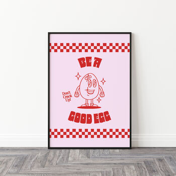 Retro Funny Kitchen Be A Good Egg Checkered Print, 4 of 9