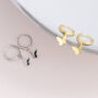 Sterling Silver Hoop Earrings With Butterfly, thumbnail 2 of 4