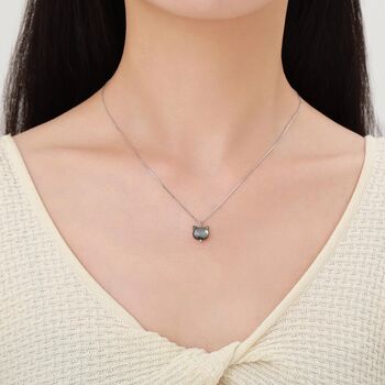 Cat Carved Mother Of Pearl Shell Pendant Necklace, 10 of 12