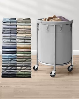 Laundry Basket On Wheels Round 110 L Removable Bag, 4 of 12