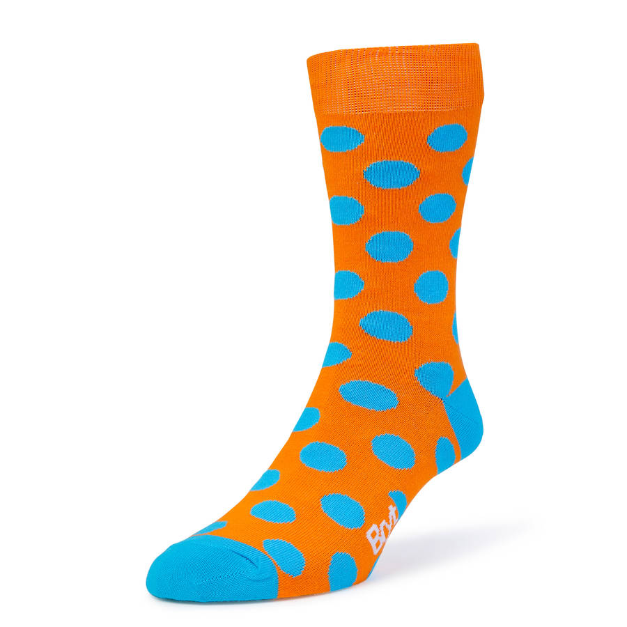 Orange And Blue Polka Dot Sock By Bryt | notonthehighstreet.com