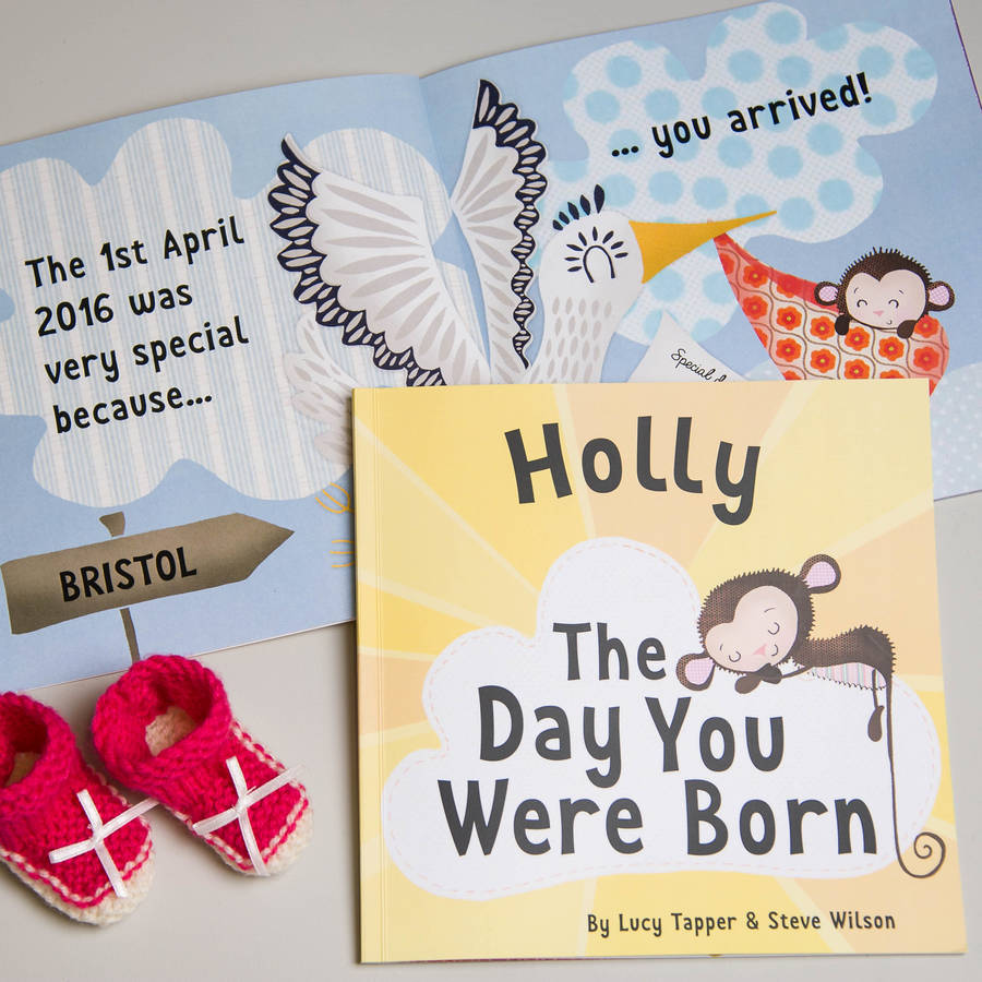 'the day you were born' personalised new baby book by