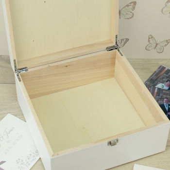 Luxury Patchwork Elephant White Wooden Baby Memory Box, 5 of 6