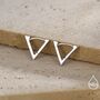 Sterling Silver Triangle Huggie Hoop Earrings, thumbnail 2 of 11