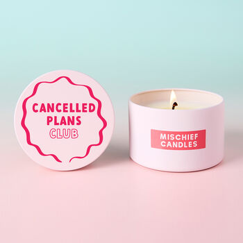 Funny Introvert Gift Cancelled Plans Club Pink Tin Candle, 3 of 5