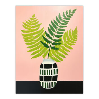 Ferns In Vase Green Pink Simple Wall Art Print, 6 of 6