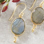 Labradorite Drop 18 K Gold And Silver Earrings, thumbnail 1 of 5