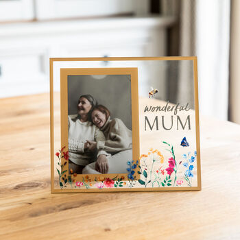 Wonderful Mum Floral Glass Photo Frame Gift, 2 of 4