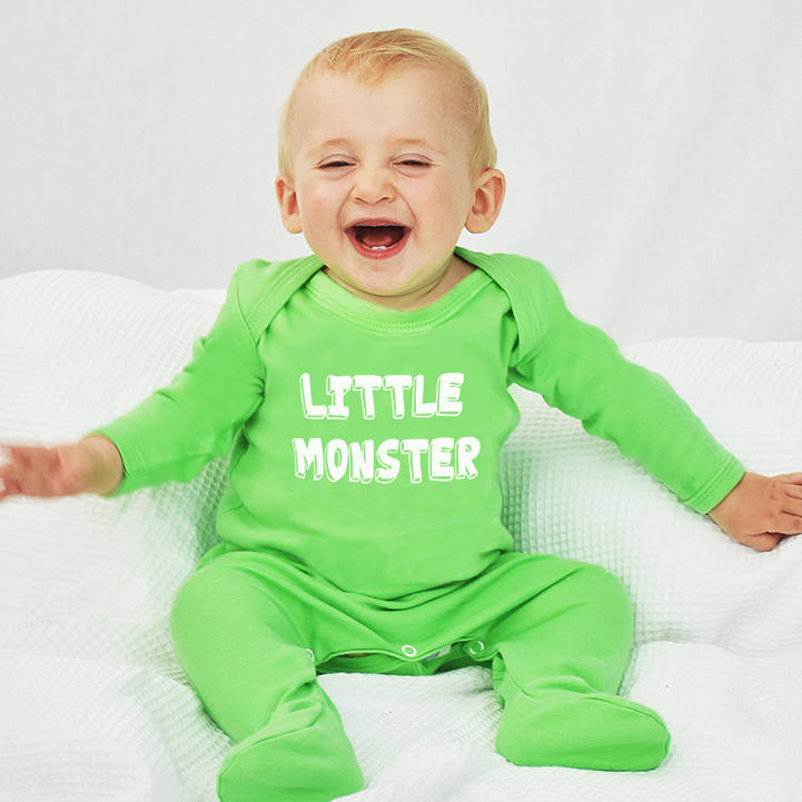 'little monster' halloween baby romper sleepsuit by ellie ellie