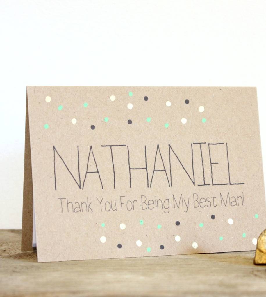 personalised best man thank you card with gold dots by little ...