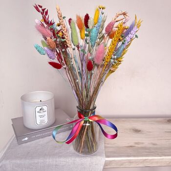 Rainbow Dried Flower Arrangement With Vase, 2 of 2