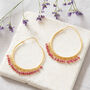 Emerald Beaded Gold Plated Silver Hoops, thumbnail 10 of 12