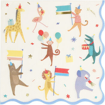 Animal Parade Large Party Napkins X 16, 2 of 2