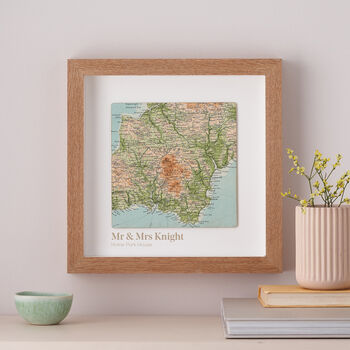 Personalised Map Location Square Wedding Print Gift, 2 of 8