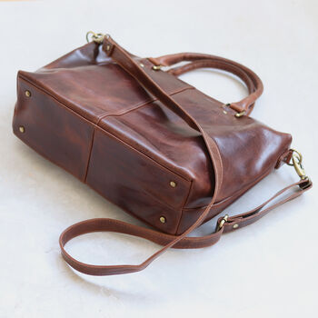 Brown Leather Tote Bag With Pockets, 4 of 6