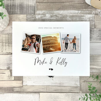 Personalised Couples Photo White Wooden Keepsake Memory Box, 3 of 10