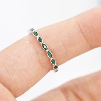 Emerald Marquise Cz Infinity Ring In Sterling Silver, 2 of 11