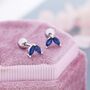 Sapphire Blue Cz Marquise Leaf Duo Barbell Earrings, thumbnail 8 of 11