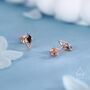 Sterling Silver Art Deco Inspired Tiny Rhombus Black Cz Stud Earrings, thumbnail 2 of 12